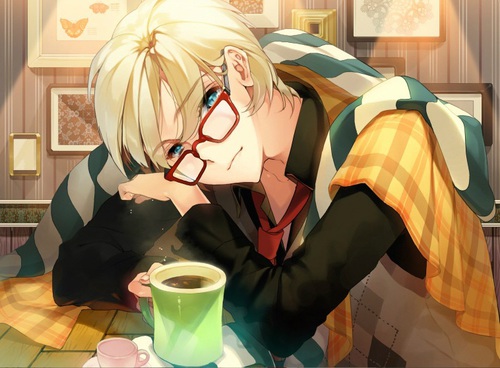 Image de anime, coffee, and glasses