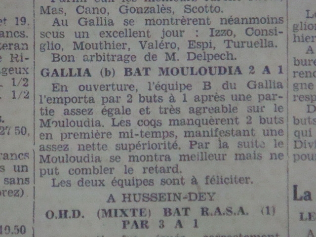 Dimanche 25.9.1932 au Municipal Amical MCA-Gallia SA 1-2