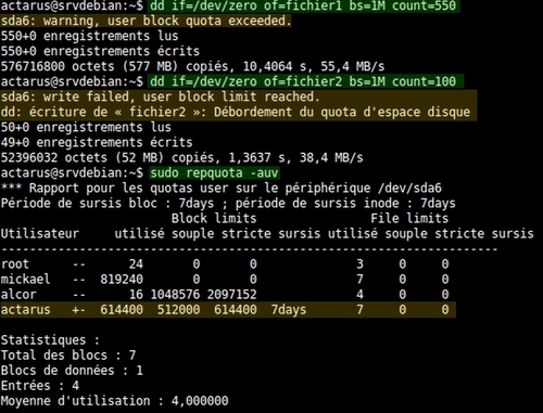 Mettre en place des quotas sous Debian