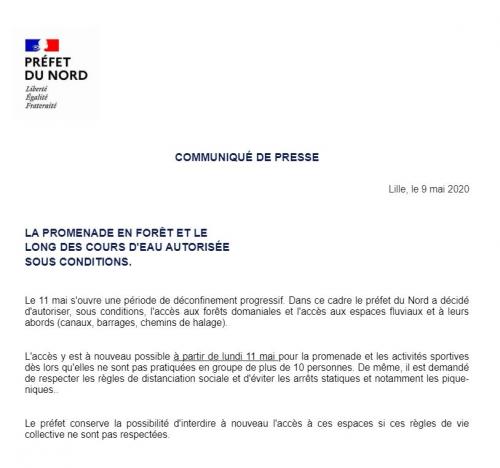 L'accès à la forêt de Phalempin autorisé à partir du 11 mai