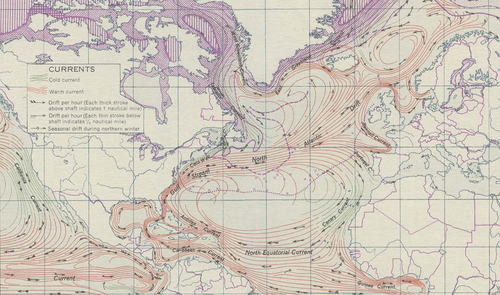 Gulf Stream et circulation de l'Atlantique nord (carte de 1943).png