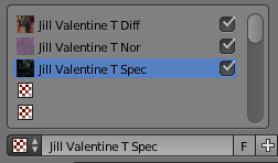 Les 3 textures associées au matériel Jill Valentine M