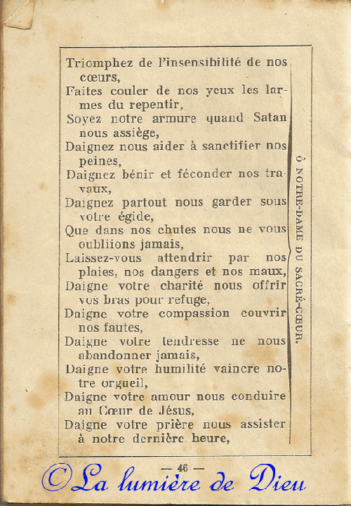 Neuvaine du souvenez-vous à Notre-Dame du Sacré-Cœur