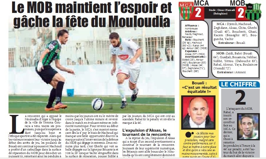 Samedi 10.05.2014 à Bologhine MCA-MOB 2-2