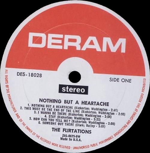 The Flirtations : Album " Nothing But Heartaches " Deram Records DES 18028 [US]