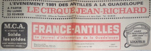 tournée du cirque Jean Richard aux Antilles en 1981