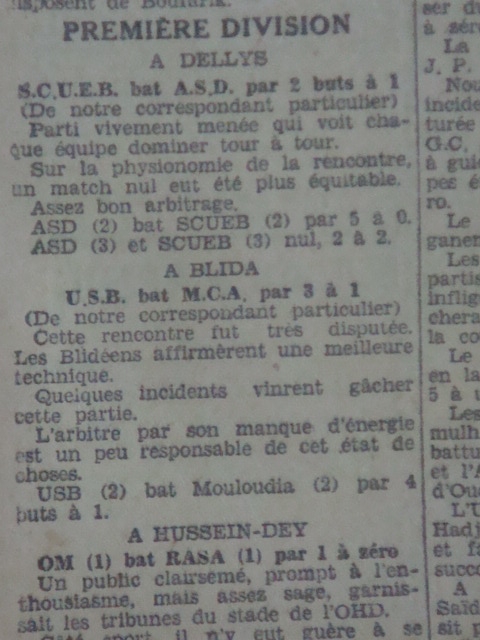 Dimanche 6.11.1932 à Blida USB-MCA 3-1