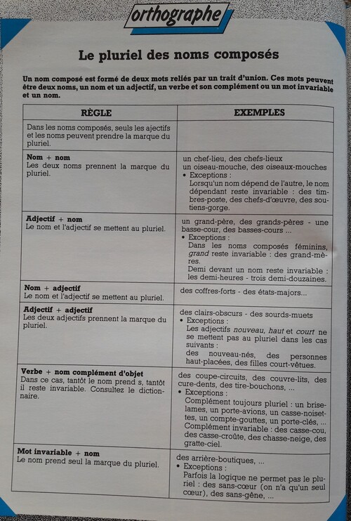 E / Accord des mots composés