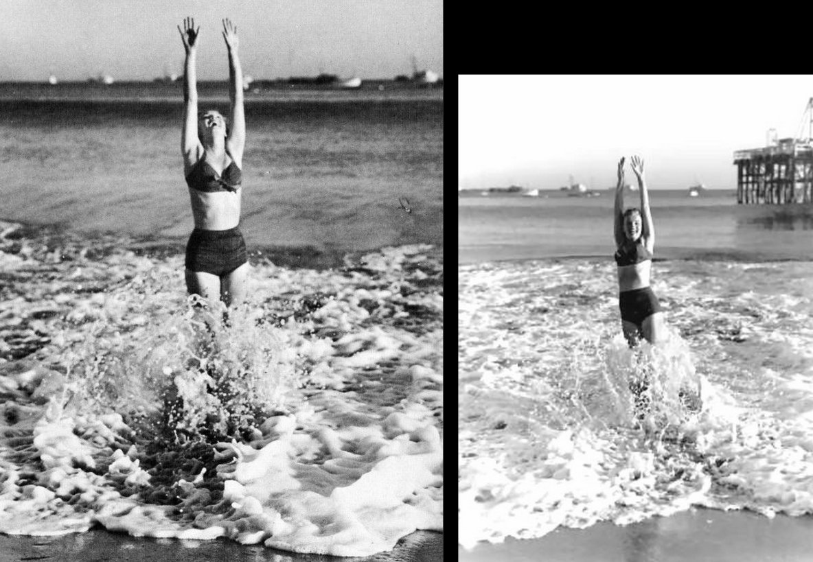 Marilyn Monroe s'amuse à la plage, vers 1951  Photographies de Laszlo Willinger