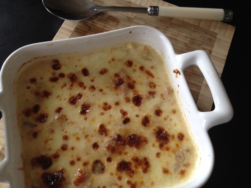 ESCALOPES GRATINÉES FAÇON CARBONARA 