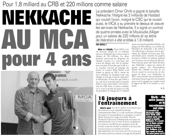 Mercredi 22.6.2016 Nekkache signe 4 ans au MCA