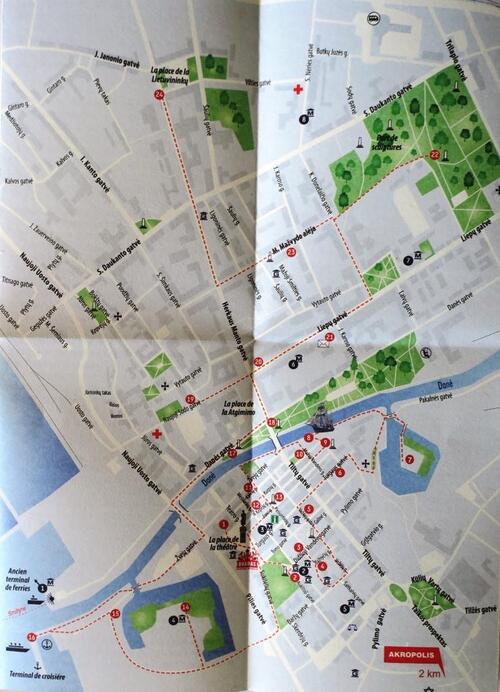 Plan du centre historique de Klaipeda