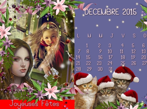 Calendrier de Décembre ,Joyeuses Fêtes , Paix dans le monde 