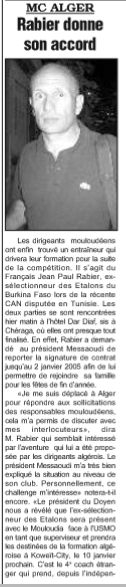 Rabier nouvel coach du Mouloudia