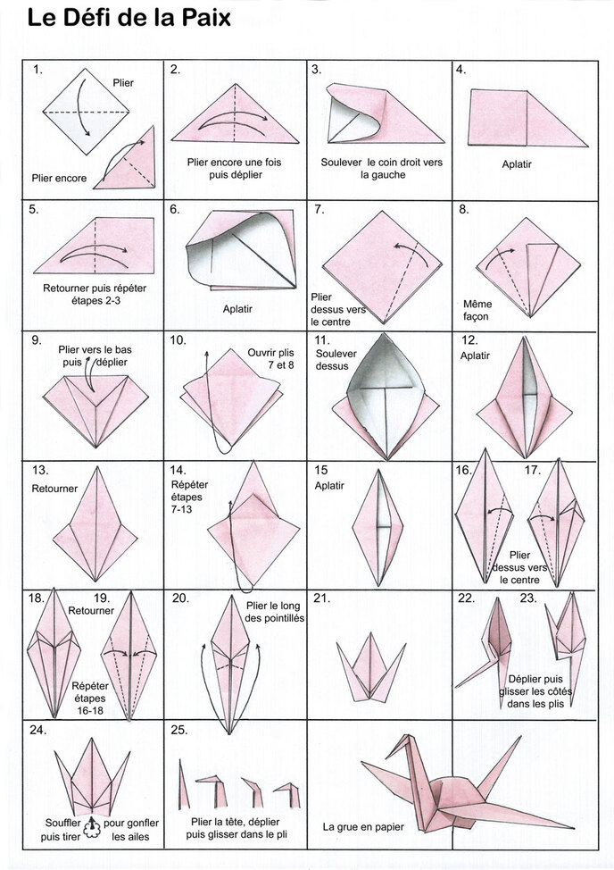 Le défi de la paix : La grue en origami.