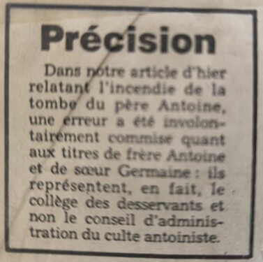 Profanation - La Meuse du 19 août 1989 (Archives du Temple de Retinne)