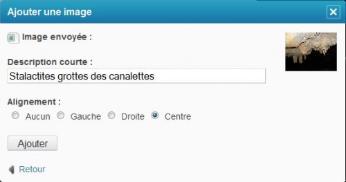 Stalactites grottes des canalettes