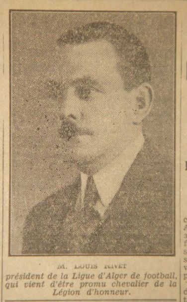 RIVET Louis président de la Ligue d\'Alger honoré