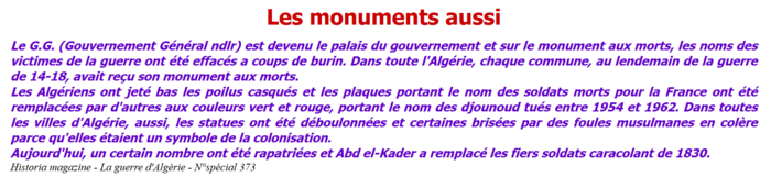 Des monuments déboulonnés, d’autres recouverts d’une bâche noire… mais les Américains n’ont rien innové… Il y a 55 ans c'était aussi les Algériens 