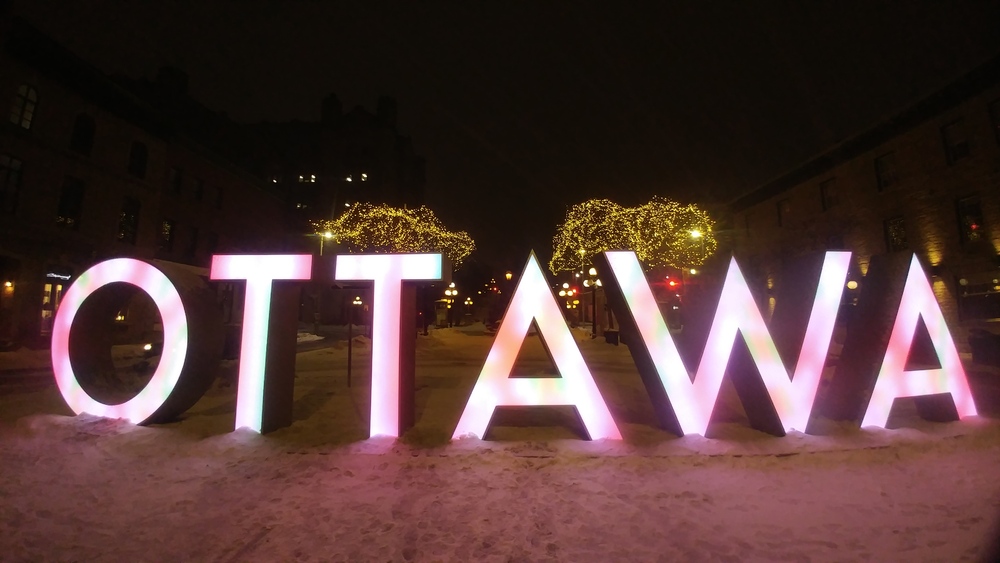 Ottawa on a snowy February night in 2020