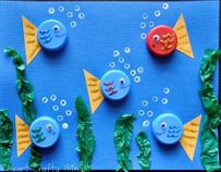 Bottle Cap Fishies- If you don't know what to do with bottle caps, don't throw them out! Make this adorable kids' craft!