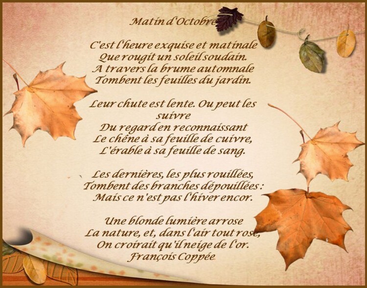 "Matin d'octobre"  poème de François Coppée