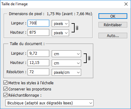 Réglage de la taille de l'image cours 1