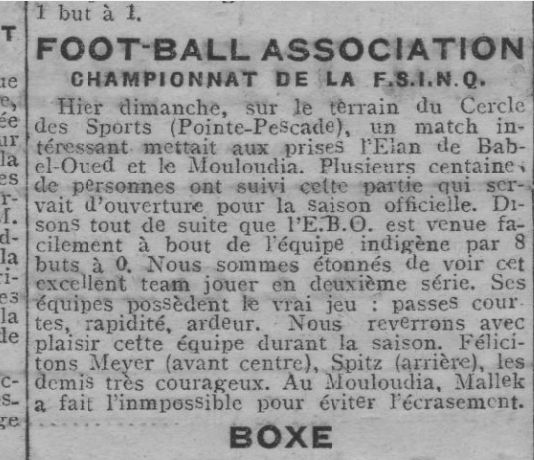 Dimanche 16.10.1921 Stade Lussac Elan Bab El Oed-MCA 8-0