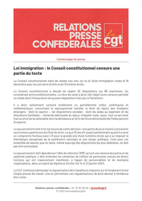 LOI IMMIGRATION : LE CONSEIL CONSTITUTIONNEL CENSURE UNE PARTIE DU TEXTE