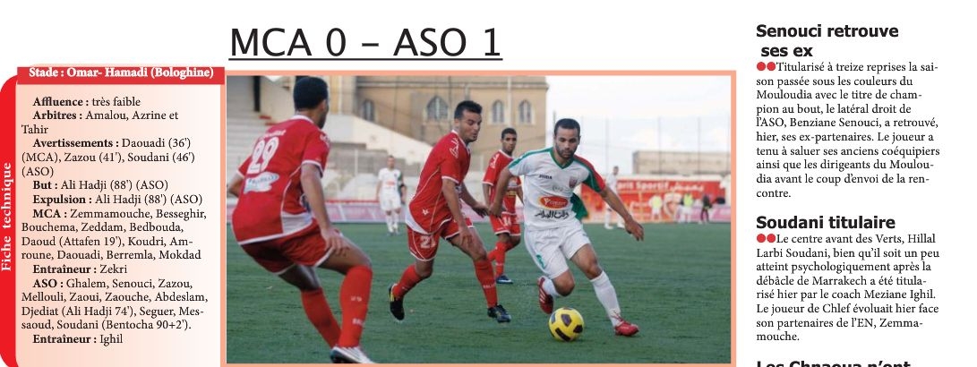 Lundi 6.6.2011 Bologhine MCA-ASO Chlef 0-1