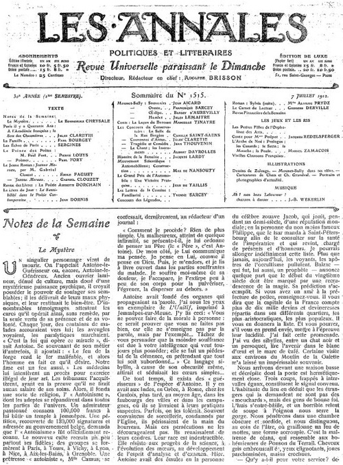 Le Mystère (Les Annales politiques et littéraires - 7 juilllet 1912)