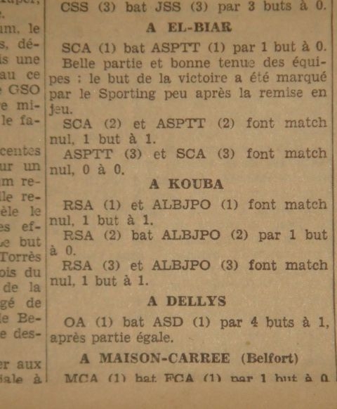 Dimanche 16.11.1930 à Belfort MCA-FC Arbâa 1-0