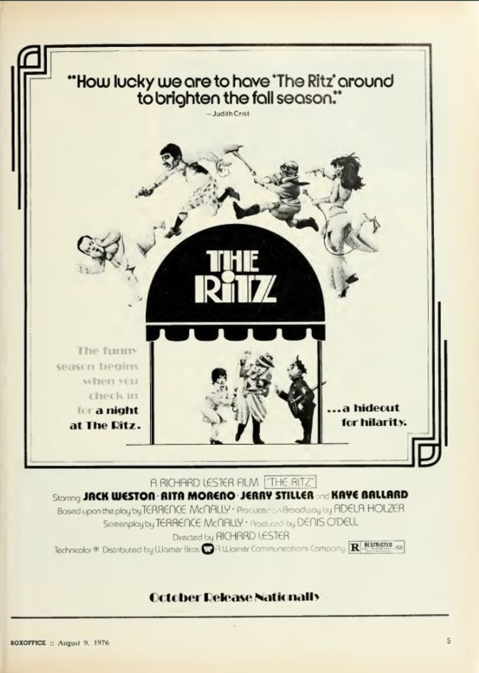 THE RITZ BOX OFFICE USA 1976