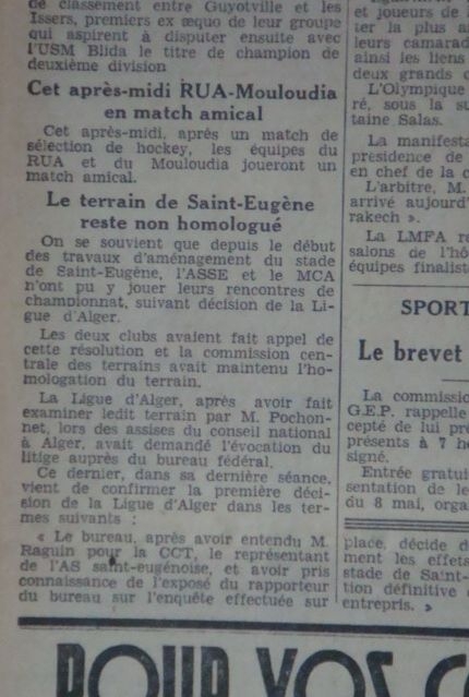stade de st eugène indisponible