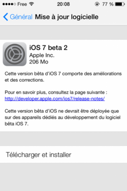 iOS 7 béta 2 sorti