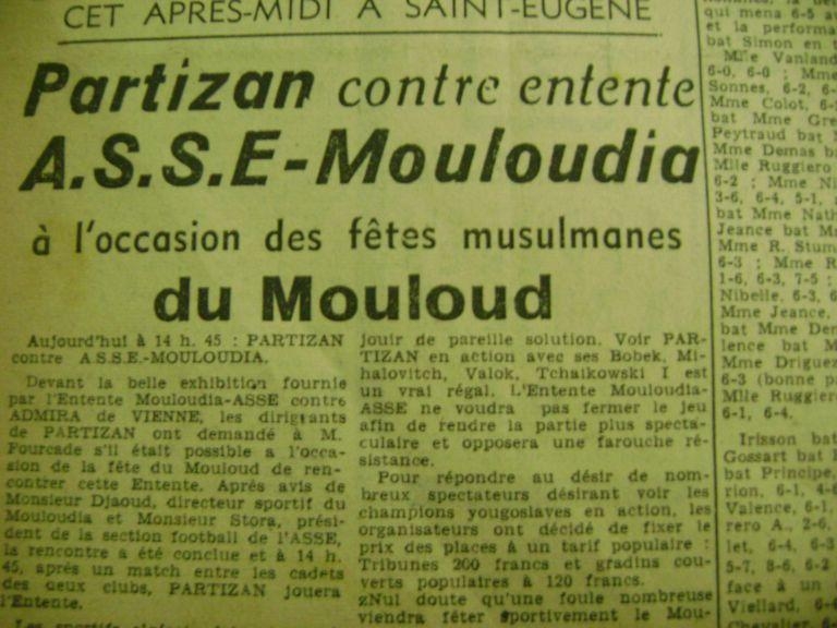 Lundi 2.1.1950 ASSE.MCA-Partizan Belgrade 0-9