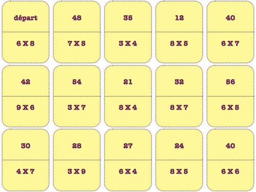 jeu de calcul-domino des tables de multiplication