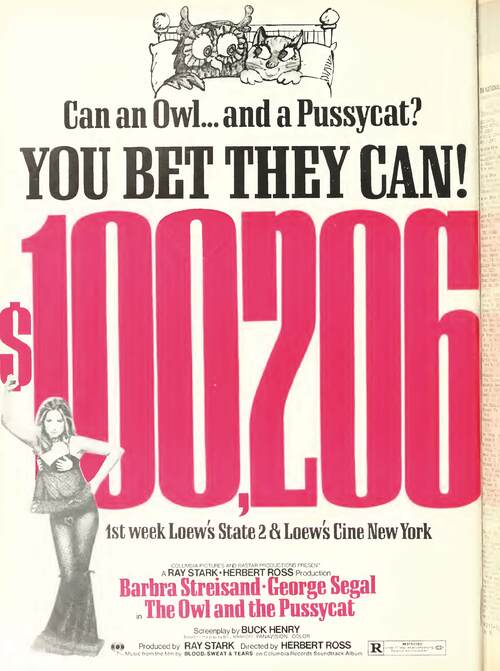 THE OWL AND THE PUSSYCAT BOX OFFICE 1970