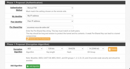 VPN IPsec de site-à-site avec PFSENSE