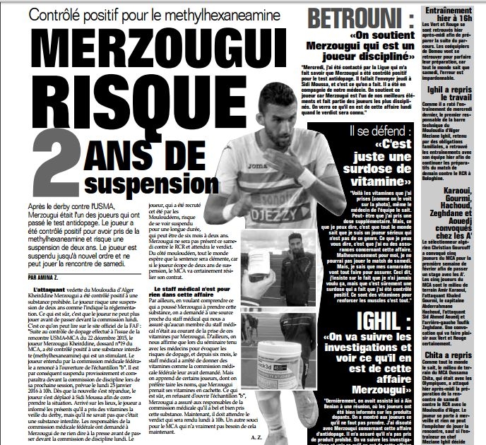 Merzougui controlé positif