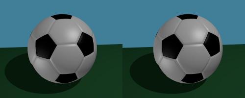 Ballon de soccer en vue stéréo