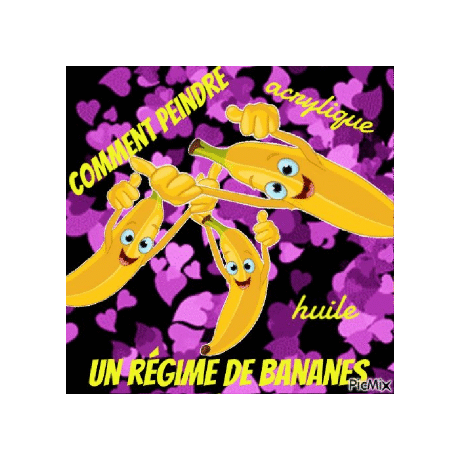 Dessin et peinture - vidéo 3861 : Comment peindre un régime de bananes réaliste ? - acrylique ou huile.