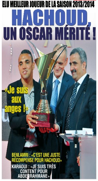 Hachoud reçoit l\'oscar du meilleur joueur de la saison