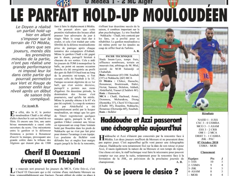 Mardi 11.9.2018 Stade 