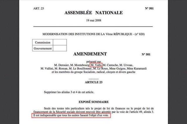 Valls signe un amendement portant sur la suppression du 49-3 !