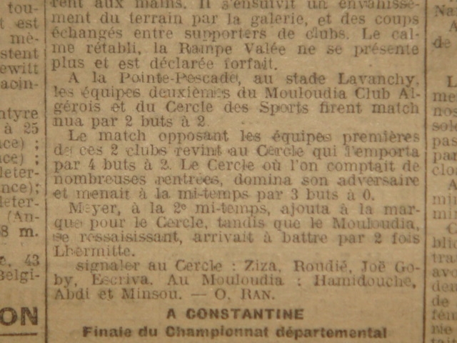 25.2.1923 Cercle des sports (C.S)-MCA 4-2