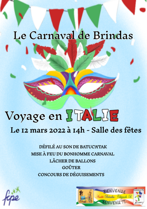 Venez fêter carnaval à l'italienne samedi 12 mars