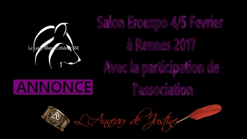 ANNONCE salon de l'érotisme Eroexpo 4/5 Fevrier 2017