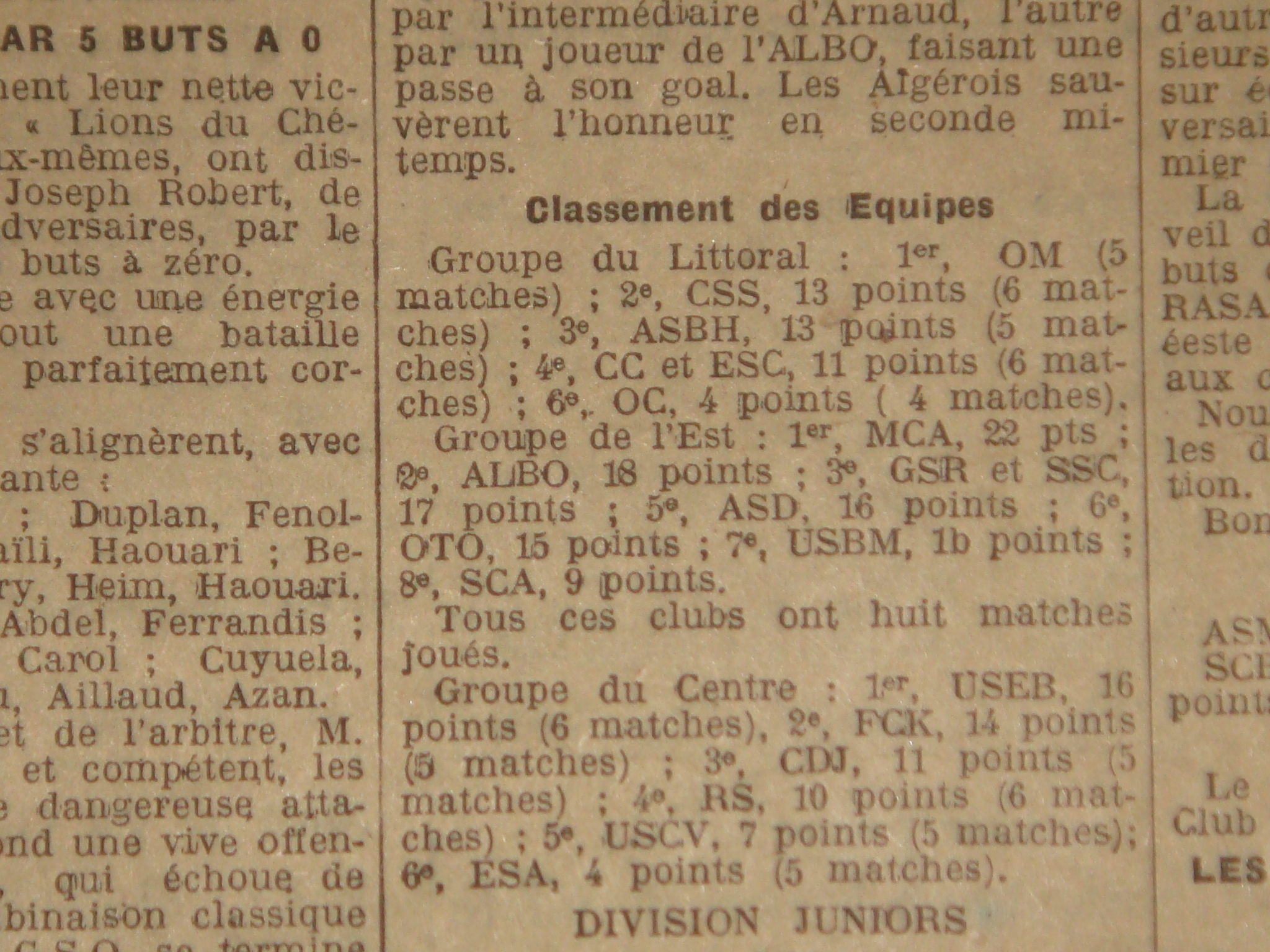 Le MCA leader du groupe de l\'Est