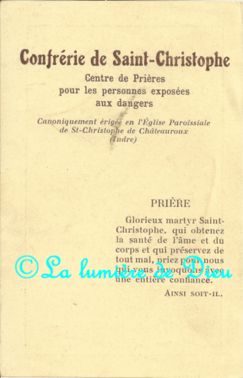 Prière à Saint Christophe (Confrérie St Christophe de Châteauroux)